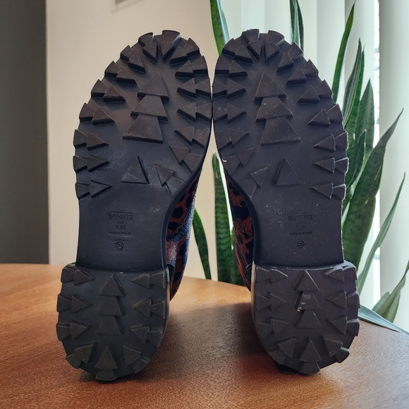 Schutz Maylova Leopard Calf Hair Combat Boots - Picture 4 of 5